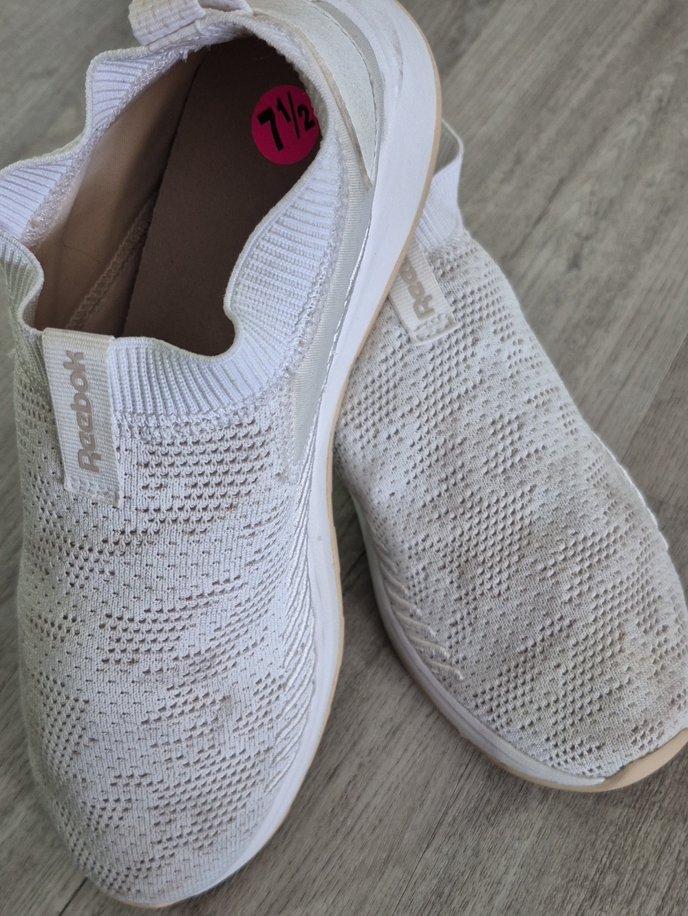 Reebok Women’s White Knit Slip-On Sneakers